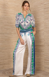 Danica Silk Charmeuse Pant, color-Blue