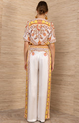 Danica Silk Charmeuse Pant, color-Gold