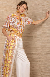 Danica Silk Charmeuse Pant, color-Gold