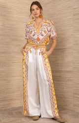 Danica Silk Charmeuse Pant, color-Gold