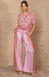 Danica Silk Charmeuse Pant, color-Pink