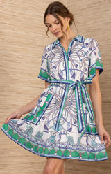 Aula Linen Dress, color-Blue