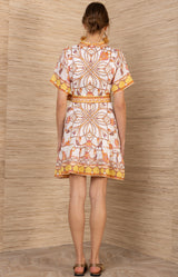 Aula Linen Dress, color-Gold