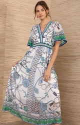 Neve Chiffon Dress, color-Blue