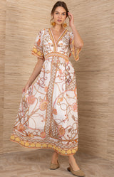 Neve Chiffon Dress, color-Gold