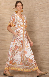 Neve Chiffon Dress, color-Gold