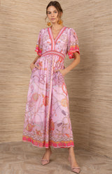 Neve Chiffon Dress, color-Pink