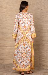 Laylani Charmeuse Caftan, color-Gold