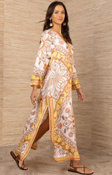 Laylani Charmeuse Caftan, color-Gold