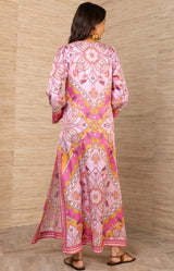 Laylani Charmeuse Caftan, color-Pink