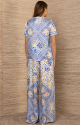 Bliss Silk Charmeuse Top, color-Blue