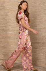 Yasmin Silk Charmeuse Pant, color-Coral