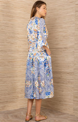 Arianell Charmeuse Midi Dress, color-Blue