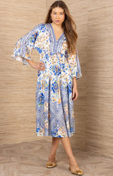 Arianell Charmeuse Midi Dress, color-Blue