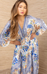 Arianell Charmeuse Midi Dress, color-Blue