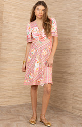 Erica Jersey Dress, color-Coral
