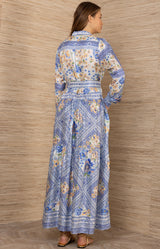Nicandra Charmeuse Maxi Dress, color-Blue