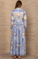 Nicandra Charmeuse Maxi Dress, color-Blue