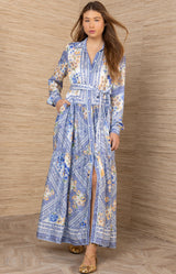 Nicandra Charmeuse Maxi Dress, color-Blue