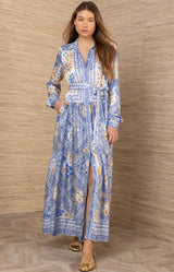Nicandra Charmeuse Maxi Dress, color-Blue