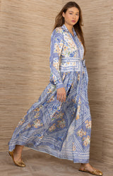 Nicandra Charmeuse Maxi Dress, color-Blue