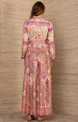 Nicandra Charmeuse Maxi Dress, color-Coral