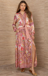 Nicandra Charmeuse Maxi Dress, color-Coral