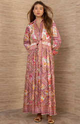 Nicandra Charmeuse Maxi Dress, color-Coral