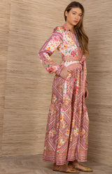 Nicandra Charmeuse Maxi Dress, color-Coral