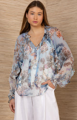Rin Silk Georgette Top, color-Blue