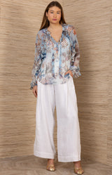 Rin Silk Georgette Top, color-Blue