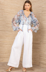 Rin Silk Georgette Top, color-Blue