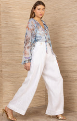Rin Silk Georgette Top, color-Blue