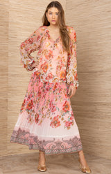 Rin Silk Georgette Top, color-Coral