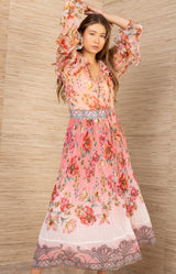 Rin Silk Georgette Top, color-Coral