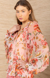 Rin Silk Georgette Top, color-Coral