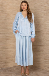 Rin Charmeuse Top, color-Blue