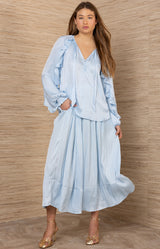 Rin Charmeuse Top, color-Blue