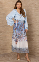 Theodosia Chiffon Skirt, color-Blue