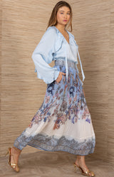 Theodosia Chiffon Skirt, color-Blue
