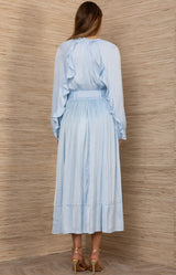 Theodosia Charmeuse Solid Skirt, color-Blue