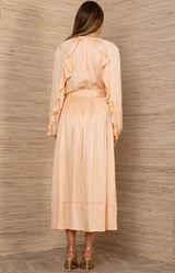 Theodosia Charmeuse Solid Skirt, color-Coral