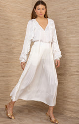 Theodosia Charmeuse Solid Skirt, color-White
