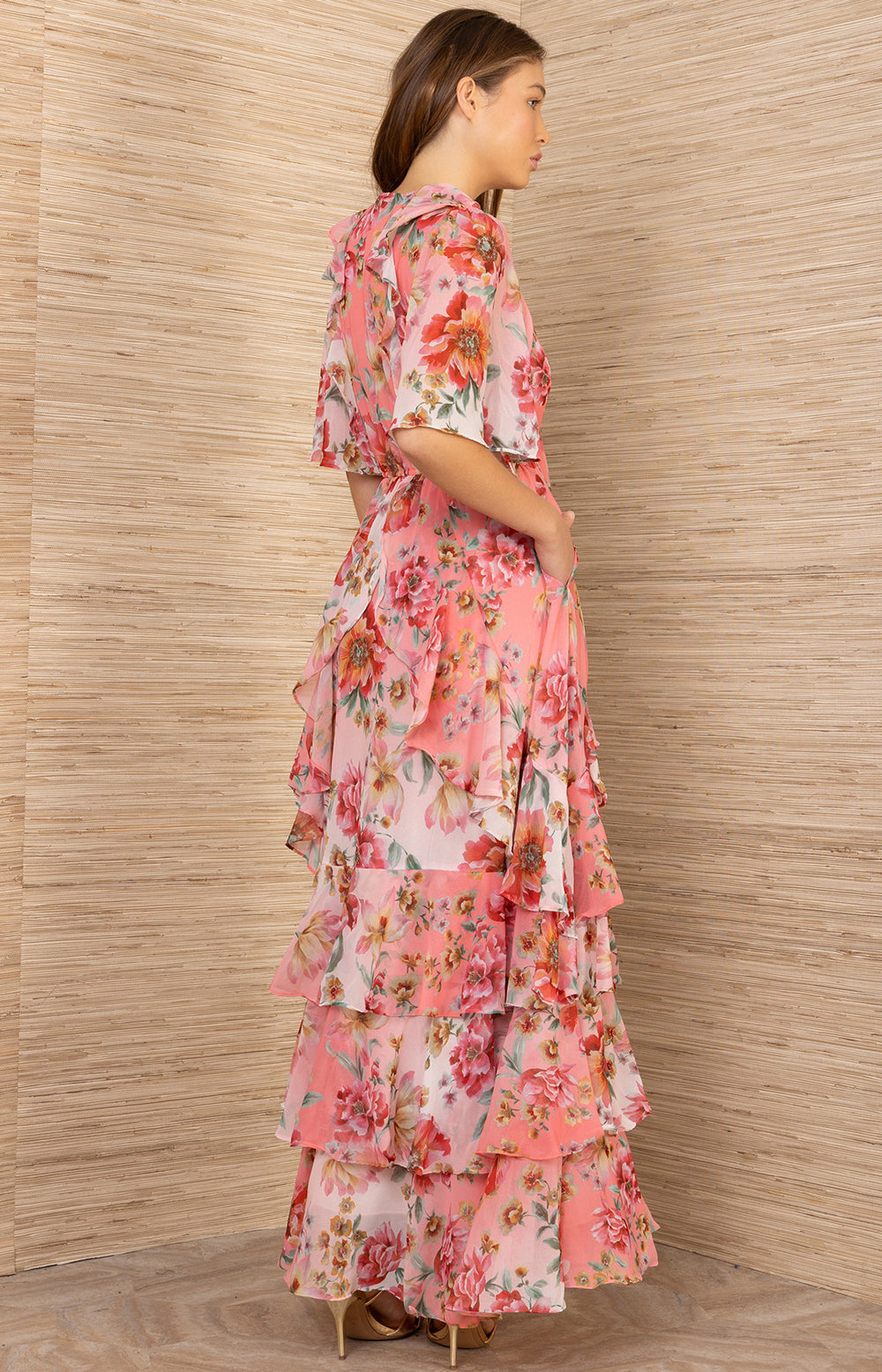 Carina Chiffon Maxi Dress Coral / S
