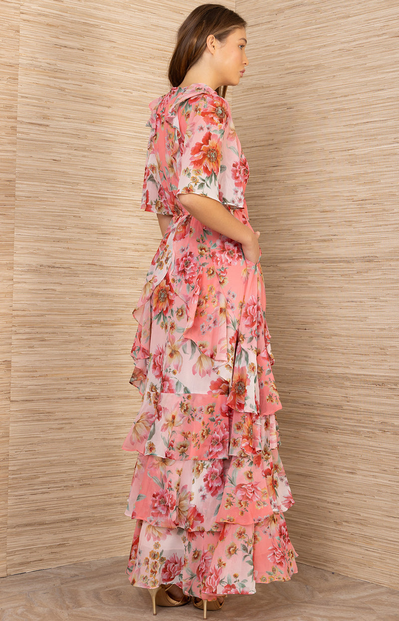 chiffon maxi dress styles June & Vie Ruffled Chiffon Maxi Dress