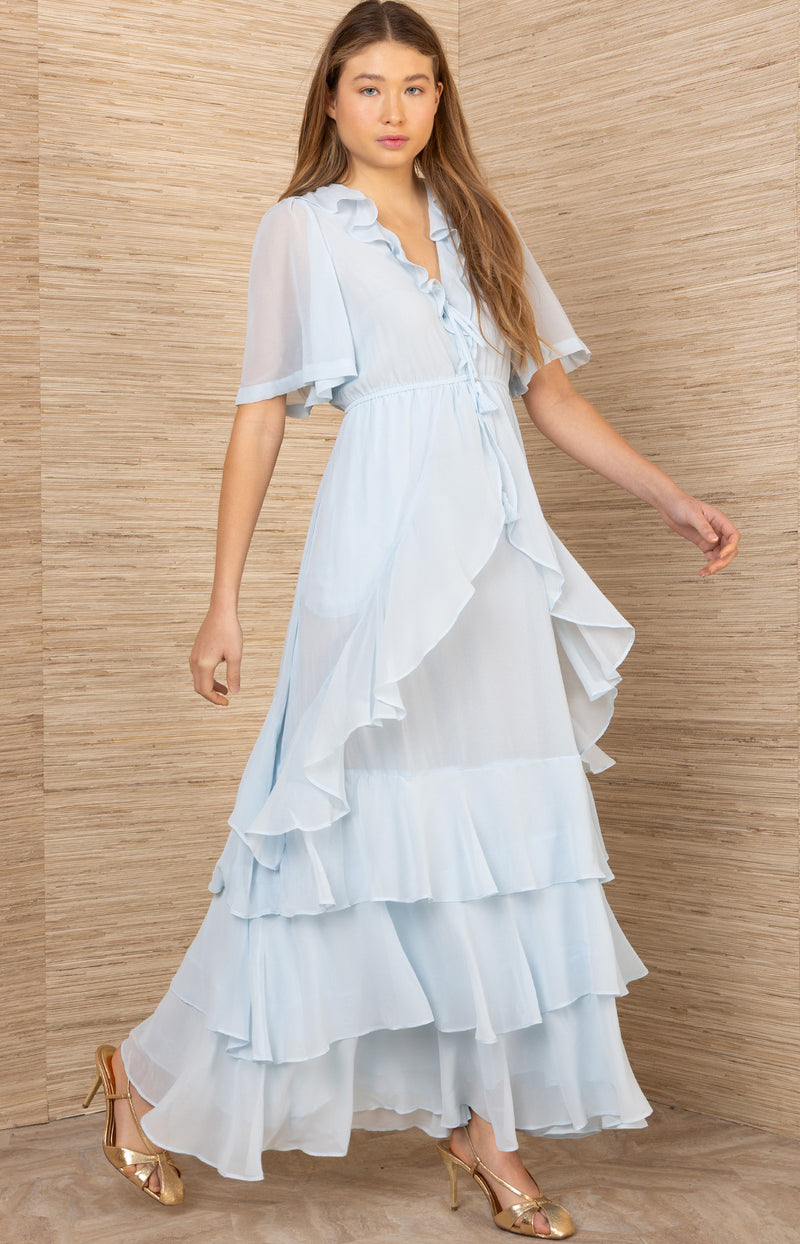 solid blue dress Carina Maxi Cotton Plaid Maxi Dress, or any formal occasion Media:Paper pattern 1990s_Mugler