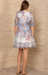 Kaeli Linen Organza Dress, color-Blue