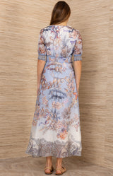 Kaeli Linen Organza Maxi Dress, color-Blue
