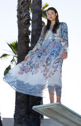 Theodosia Chiffon Skirt, color-Blue
