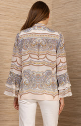 Bell Silk Top,color-Beige